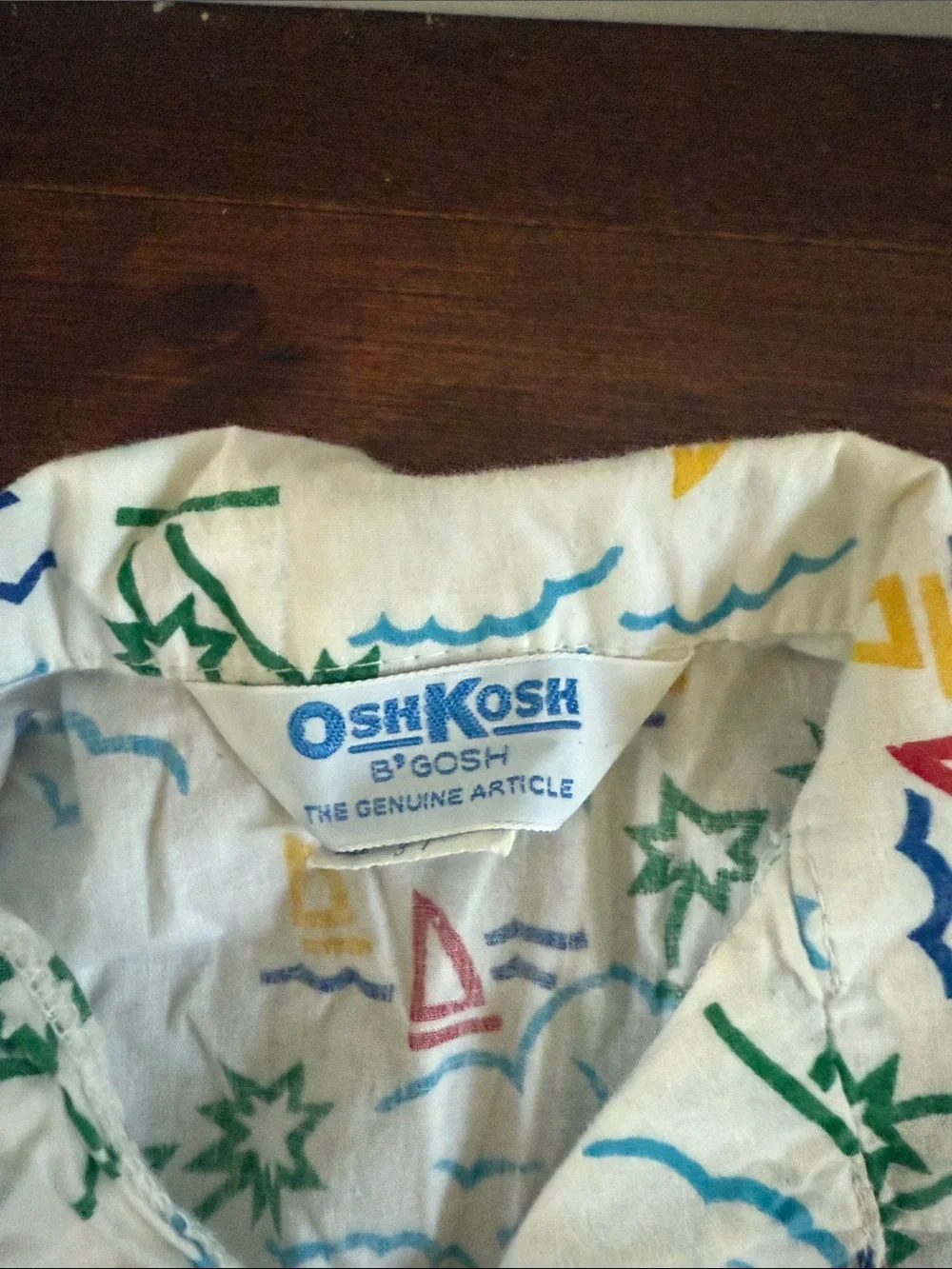 Vintage OshKosh B'gosh White Short-Sleeve Nautical Print Shirt sz 3T.